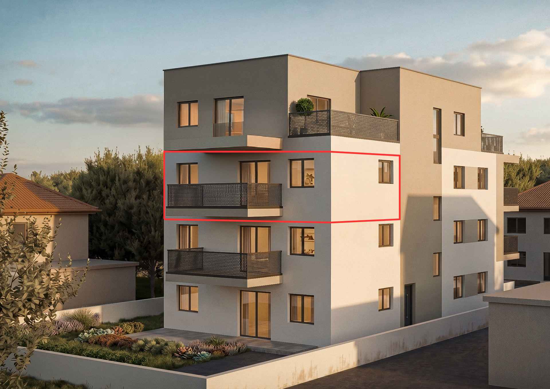Začelje zgrade iz lijevog kuta - 3D vizualizacija, Bolnička cesta 37, Vrapče